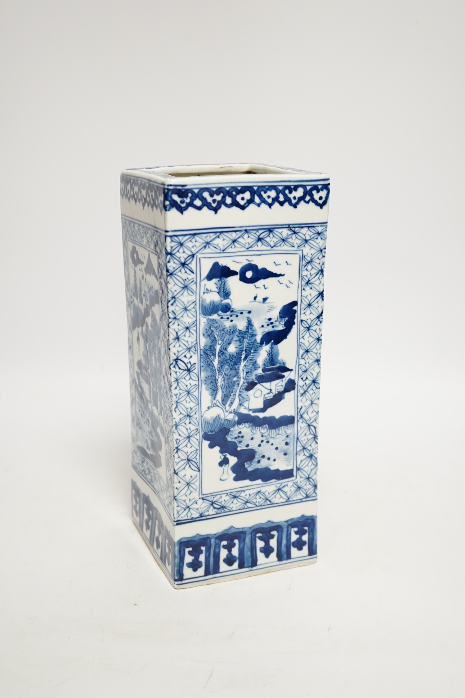 A 20th century Chinese blue and white square vase, 26cm